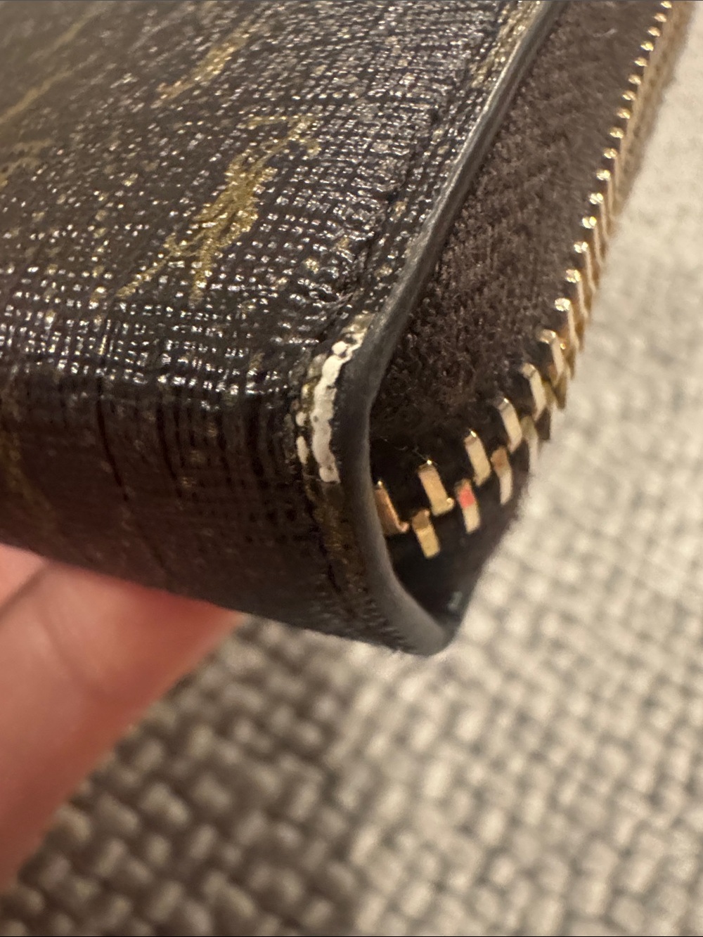 Saint Laurent Brown Wallet with Gold Monogram Zip - Picture 11 of 13